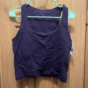 Purple DSG cropped Tank Top with built in bra